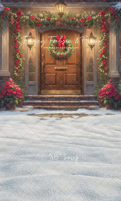 Merry Holiday Entry - Brown Door - With Sweep Option
