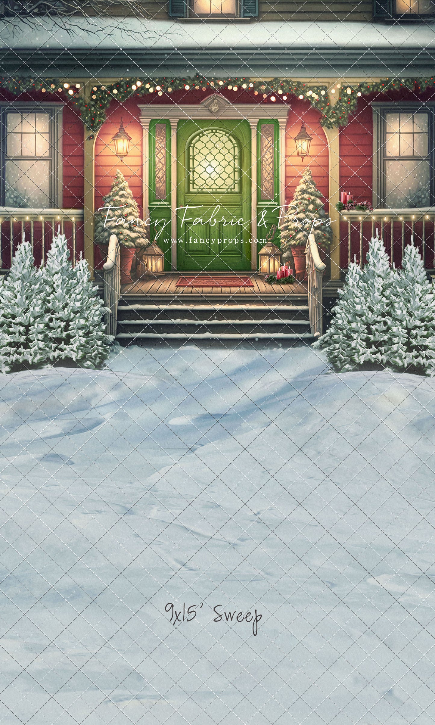 Merry Porch Greetings - Red House - with Sweep Option