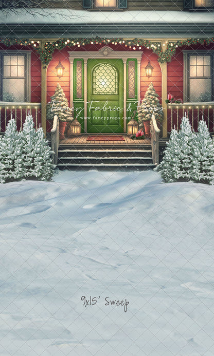 Merry Porch Greetings - Red House - with Sweep Option