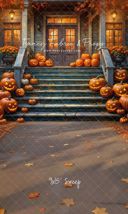 Pumpkin-Lit Porch  - With Sweep Option