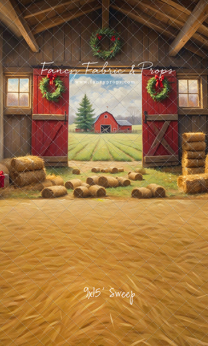 Red Barn Yuletide - Straw Floor - with Sweep Option