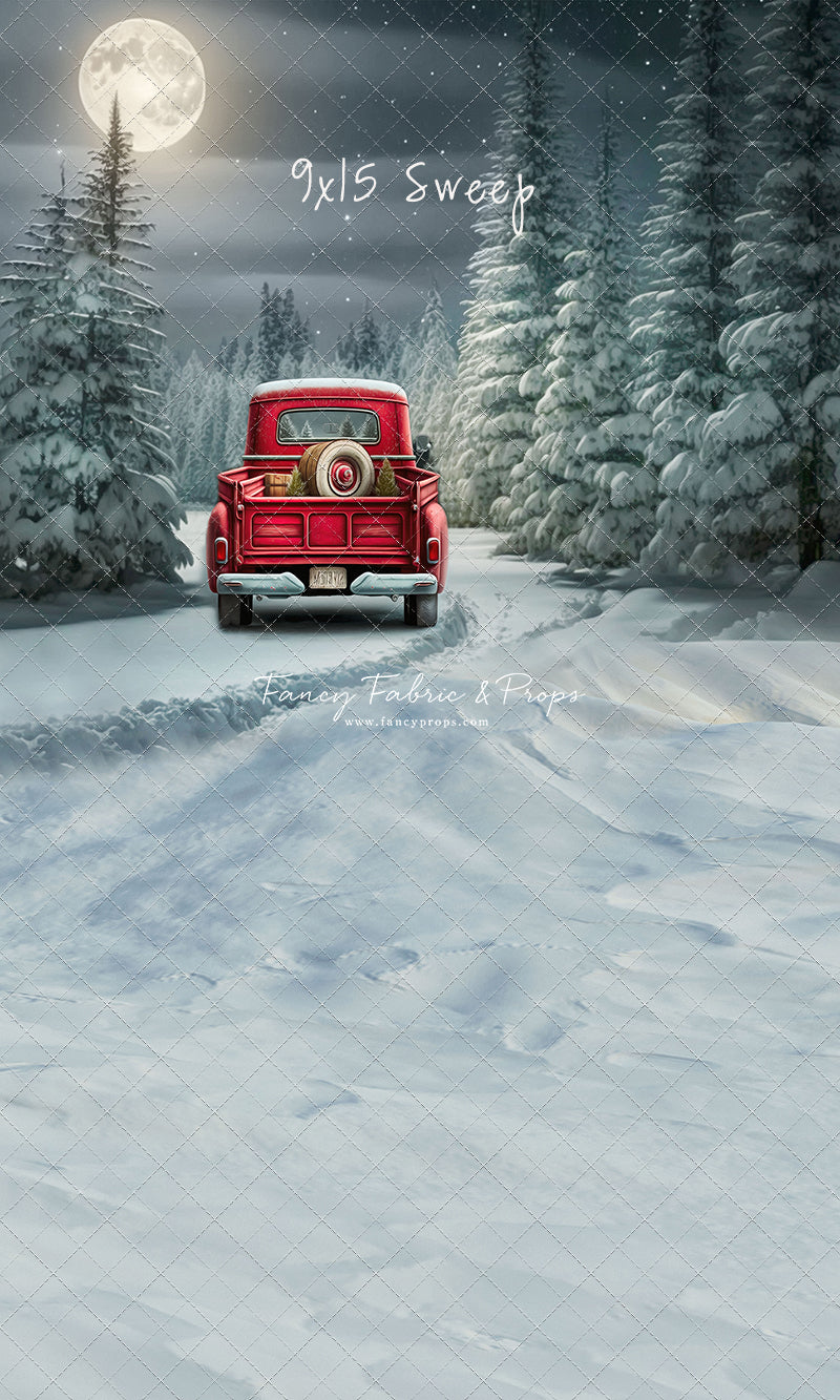 Snowy Moonlit Drive - No Lights - with Sweep Option