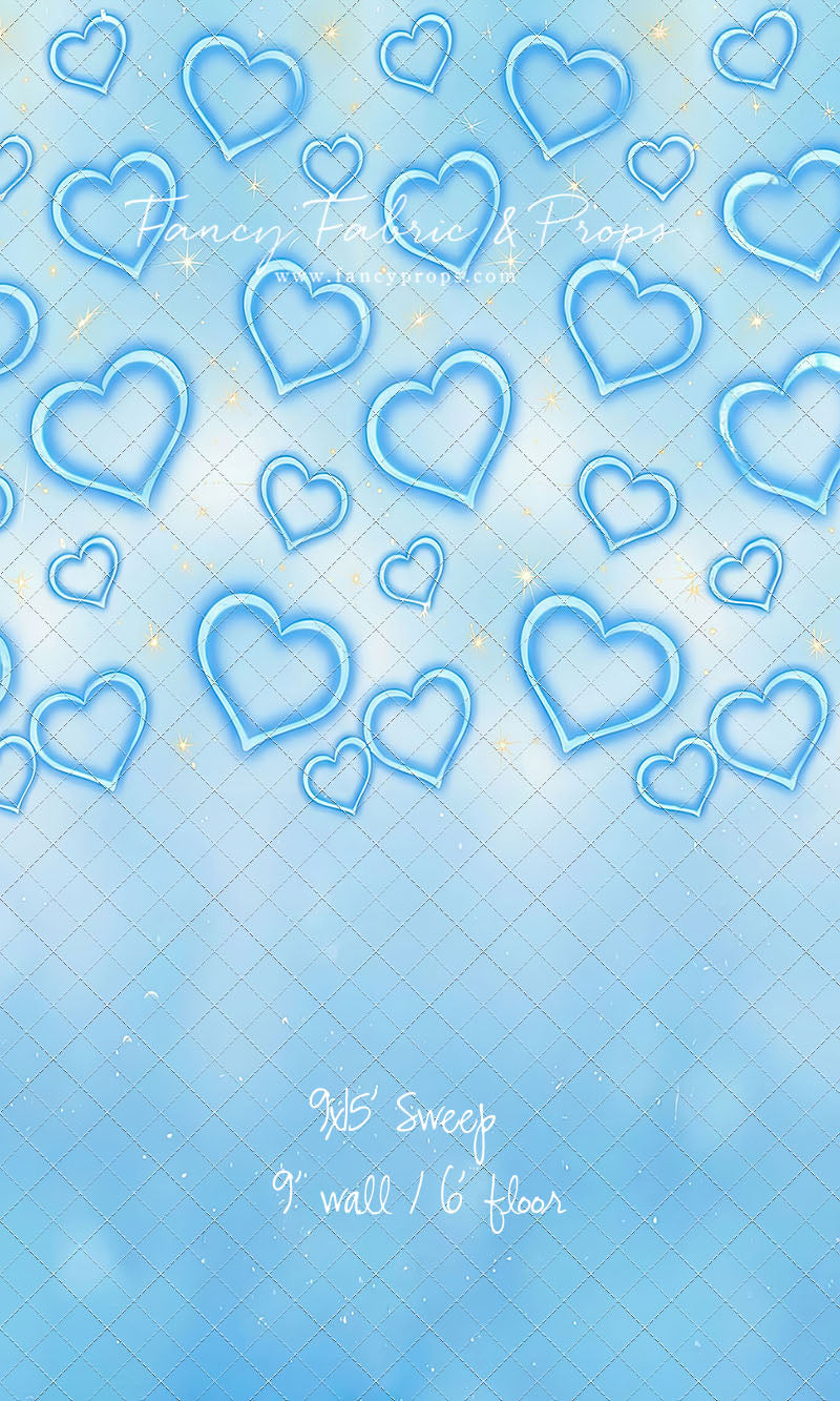 Blue Puffy Hearts - With Sweep Option
