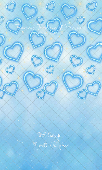 Blue Puffy Hearts - With Sweep Option