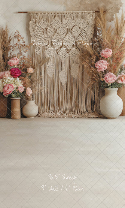 Boho Rose Tapestry - With Sweep Option