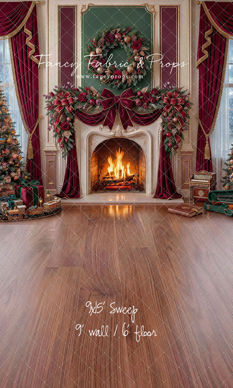 Burgundy Christmas Manor - with Sweep Option