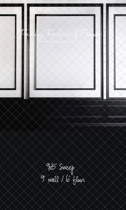 Classy Black & White Wainscoting - Black Floor - With Sweep Option