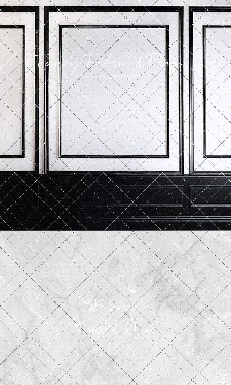 Classy Black & White Wainscoting - White Marble Floor - With Sweep Option
