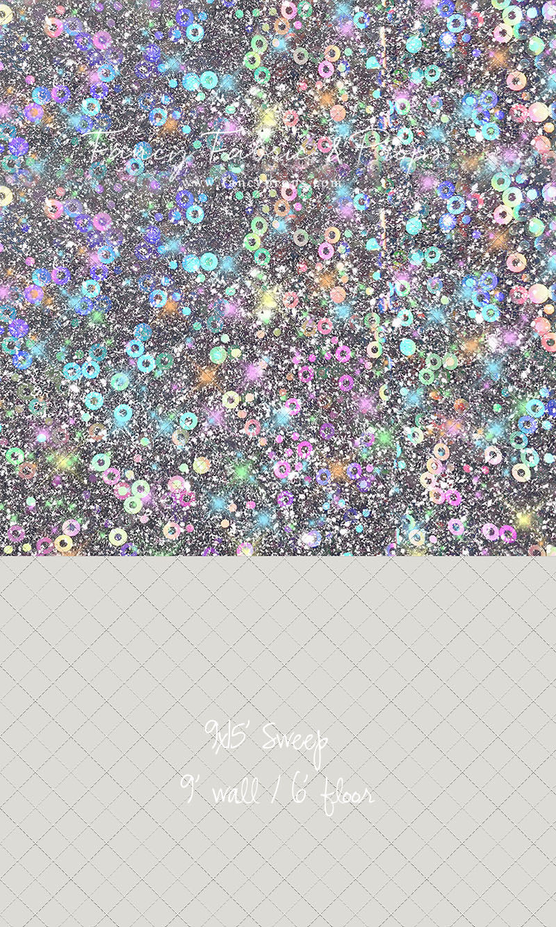 Cosmic Celebration - With Solid Beige Gray Floor Sweep Option