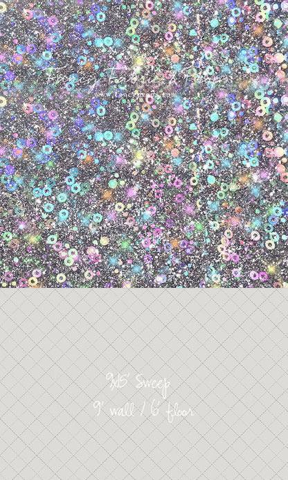 Cosmic Celebration - With Solid Beige Gray Floor Sweep Option