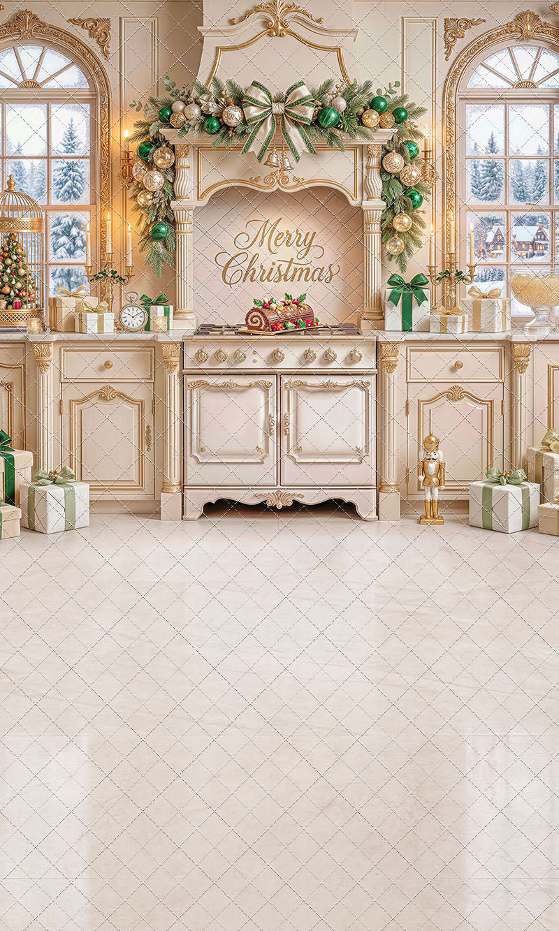 Gilded Christmas Kitchen - With Sweep Option