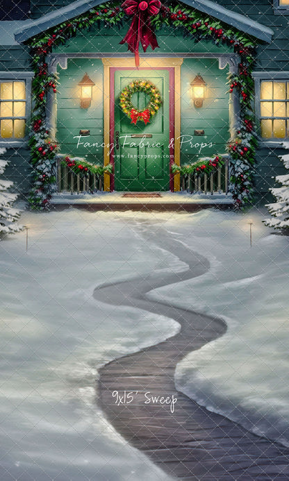 Magical Holiday Porch - Green Door - with Sweep Option
