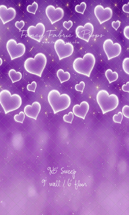 Purple Puffy Hearts - With Sweep Option