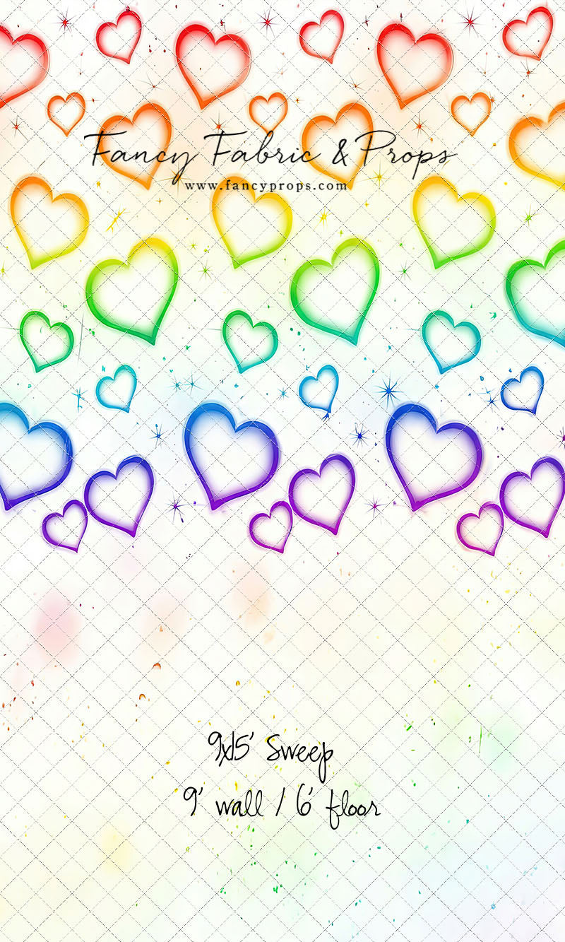 Rainbow Puffy Hearts - With Sweep Option