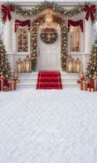 Red Ribbon Christmas Porch - With Sweep Option