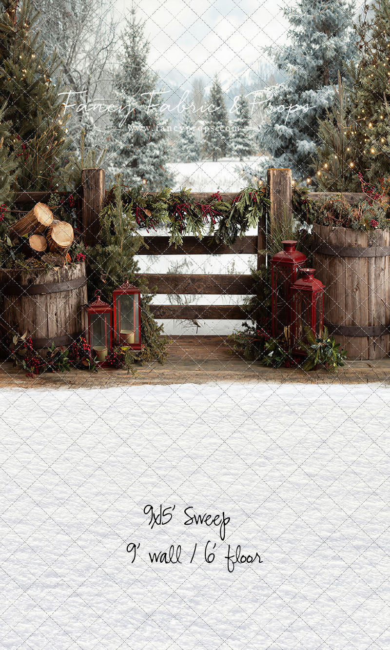 Rustic Wintertime Fence - with Sweep Option