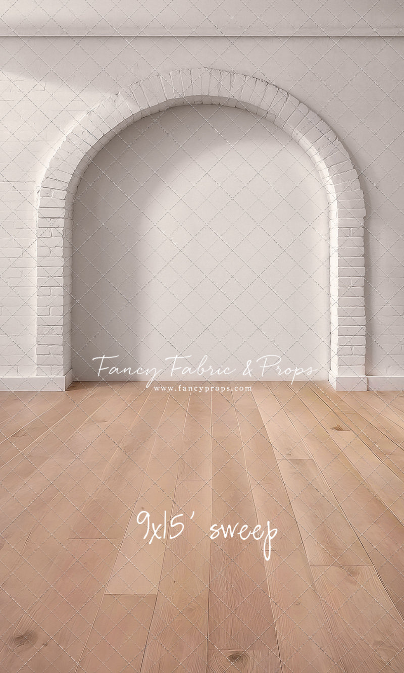 White Brick Alcove - Wood Floor - With Sweep Option
