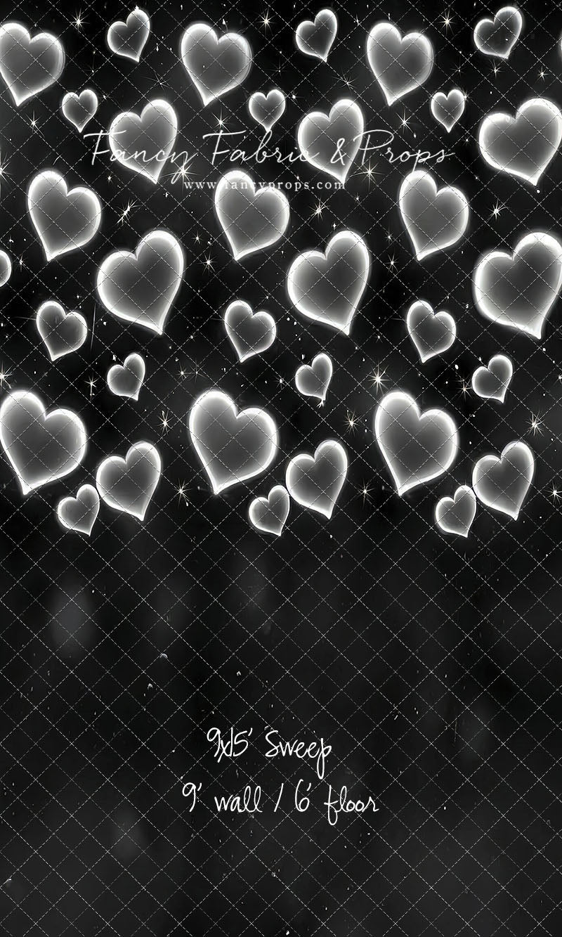 White Puffy Hearts - With Sweep Option