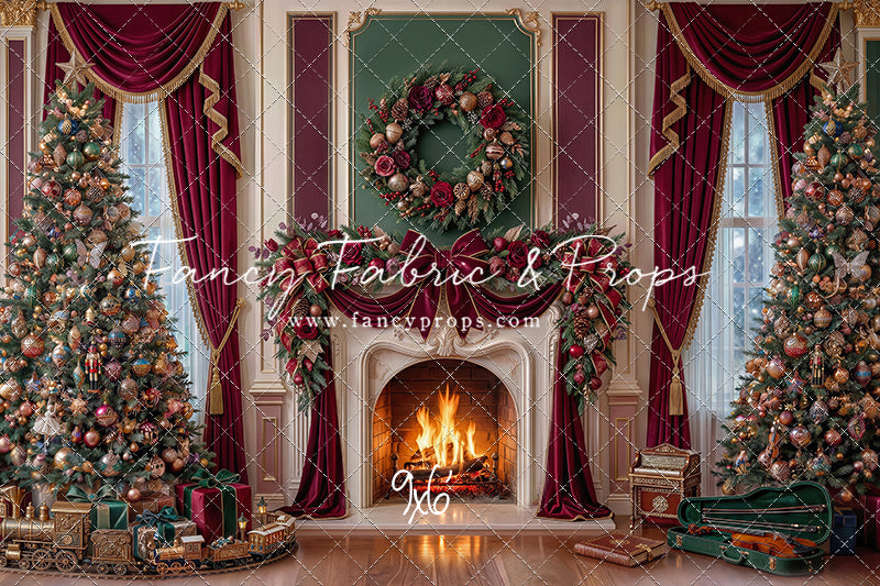 Burgundy Christmas Manor - with Sweep Option