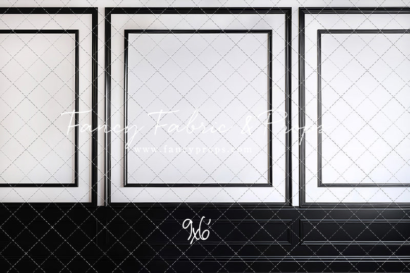 Classy Black & White Wainscoting - Black Floor - With Sweep Option