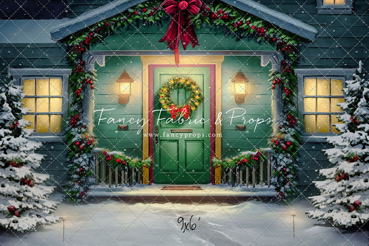 Magical Holiday Porch - Green Door - with Sweep Option