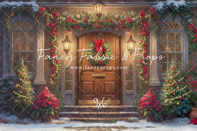 Merry Holiday Entry - Brown Door - With Sweep Option