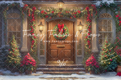 Merry Holiday Entry - Brown Door - With Sweep Option