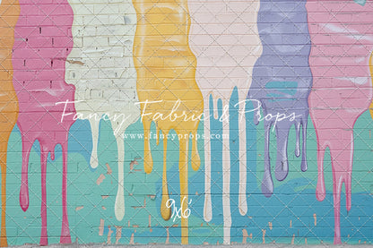 Pastel Paint Drip Wall - Concrete Floor Option - With Sweep Option
