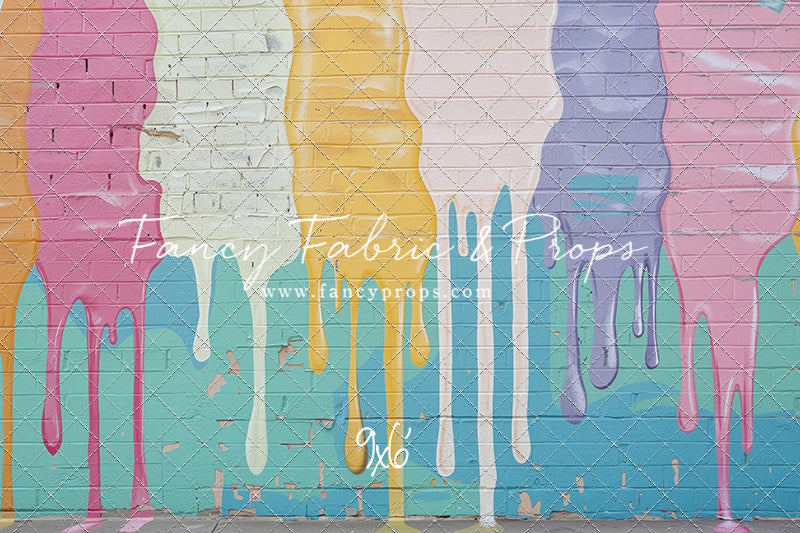 Pastel Paint Drip Wall - Painted Floor Option - With Sweep Option