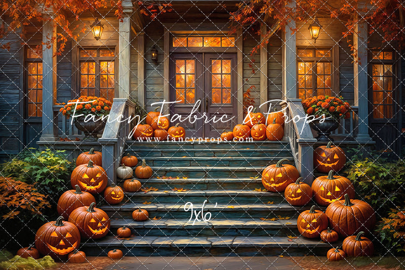 Pumpkin-Lit Porch  - With Sweep Option