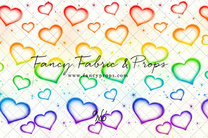 Rainbow Puffy Hearts - With Sweep Option