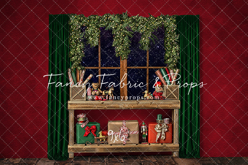 Red Wrapping Room Window