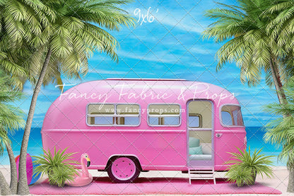 Road Trip Chic - Pink Camper - With Sweep Option