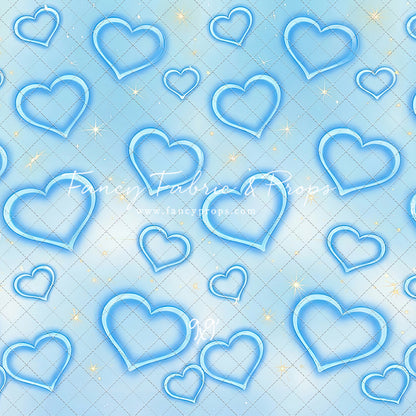 Blue Puffy Hearts - With Sweep Option