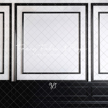 Classy Black & White Wainscoting - White Marble Floor - With Sweep Option