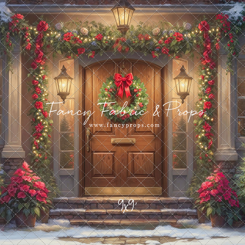 Merry Holiday Entry - Brown Door - With Sweep Option