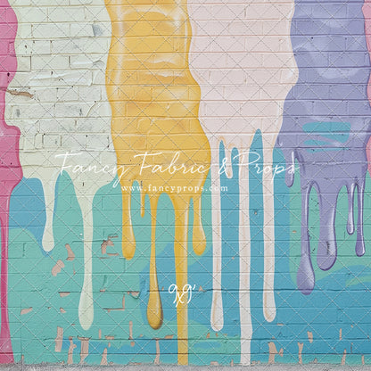 Pastel Paint Drip Wall - Concrete Floor Option - With Sweep Option