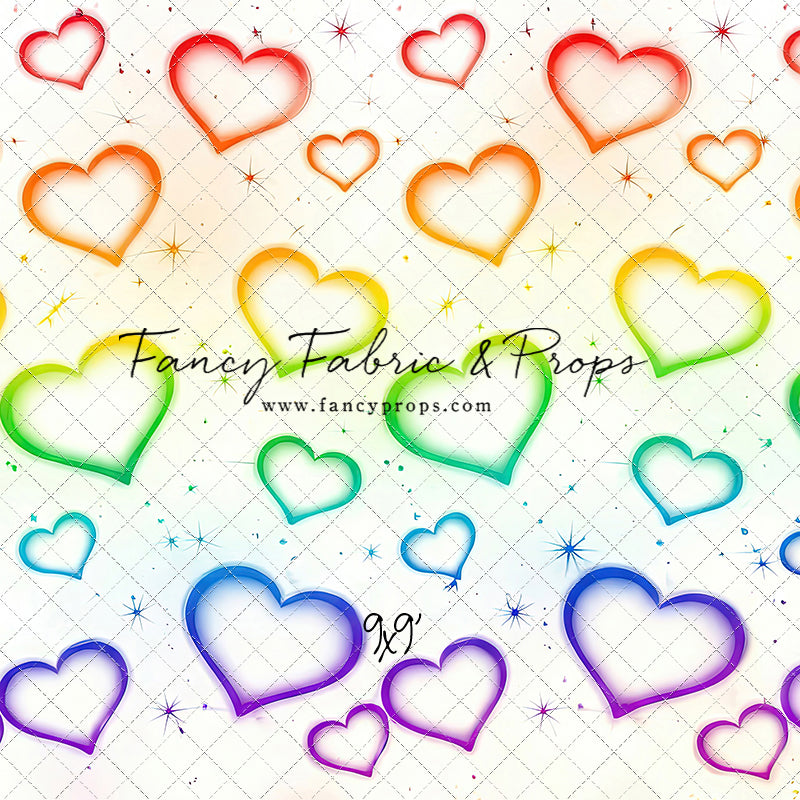 Rainbow Puffy Hearts - With Sweep Option