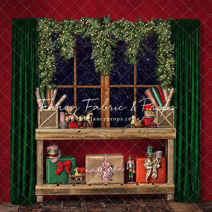 Red Wrapping Room Window