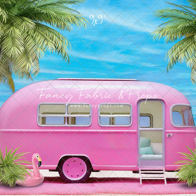 Road Trip Chic - Pink Camper - With Sweep Option