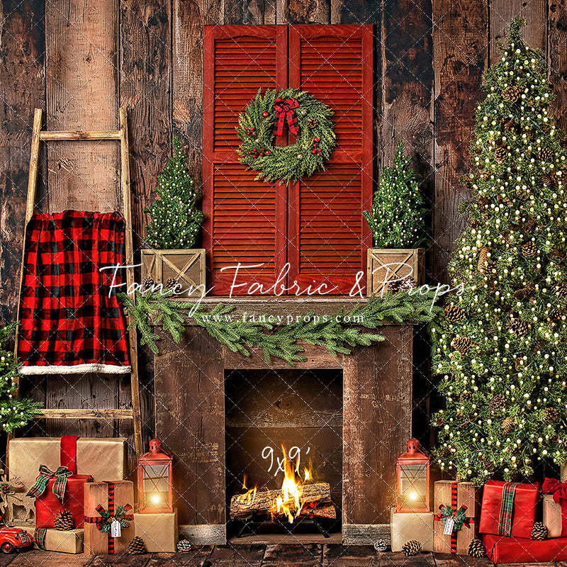 Rustic Plaid Fireplace