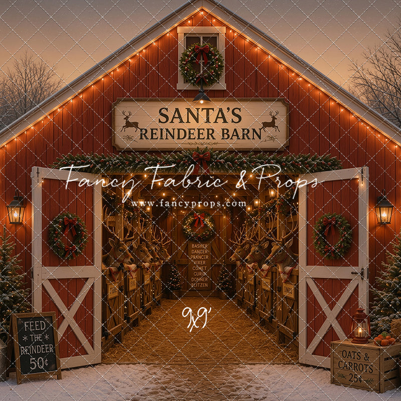 Santa's Nighttime Reindeer Barn - with Sweep Option