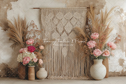 Boho Rose Tapestry - With Sweep Option