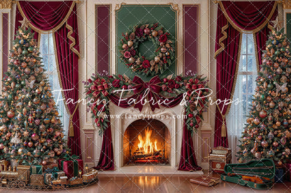 Burgundy Christmas Manor - with Sweep Option