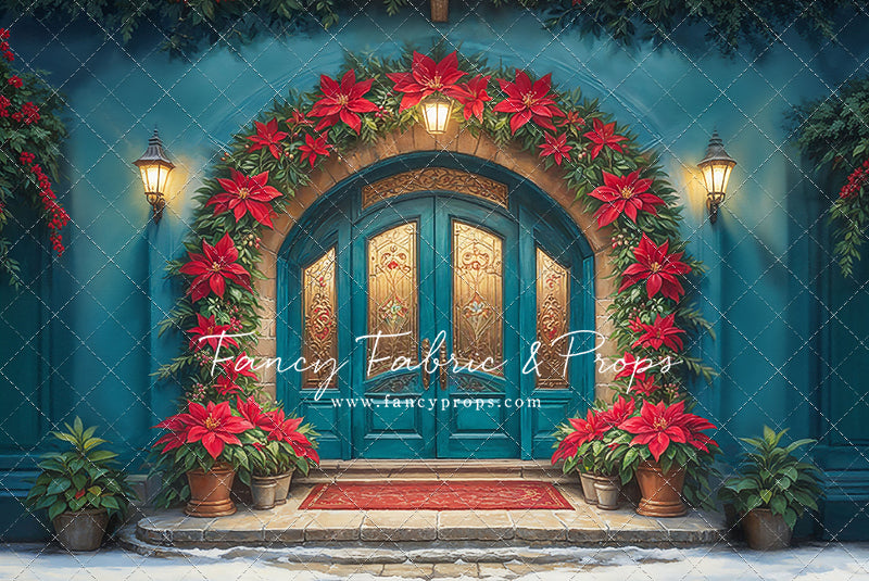 Cheerful Poinsettia Entryway - With Sweep Option