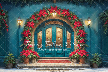 Cheerful Poinsettia Entryway - With Sweep Option