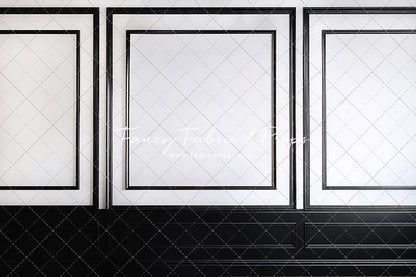 Classy Black & White Wainscoting - Black Floor - With Sweep Option