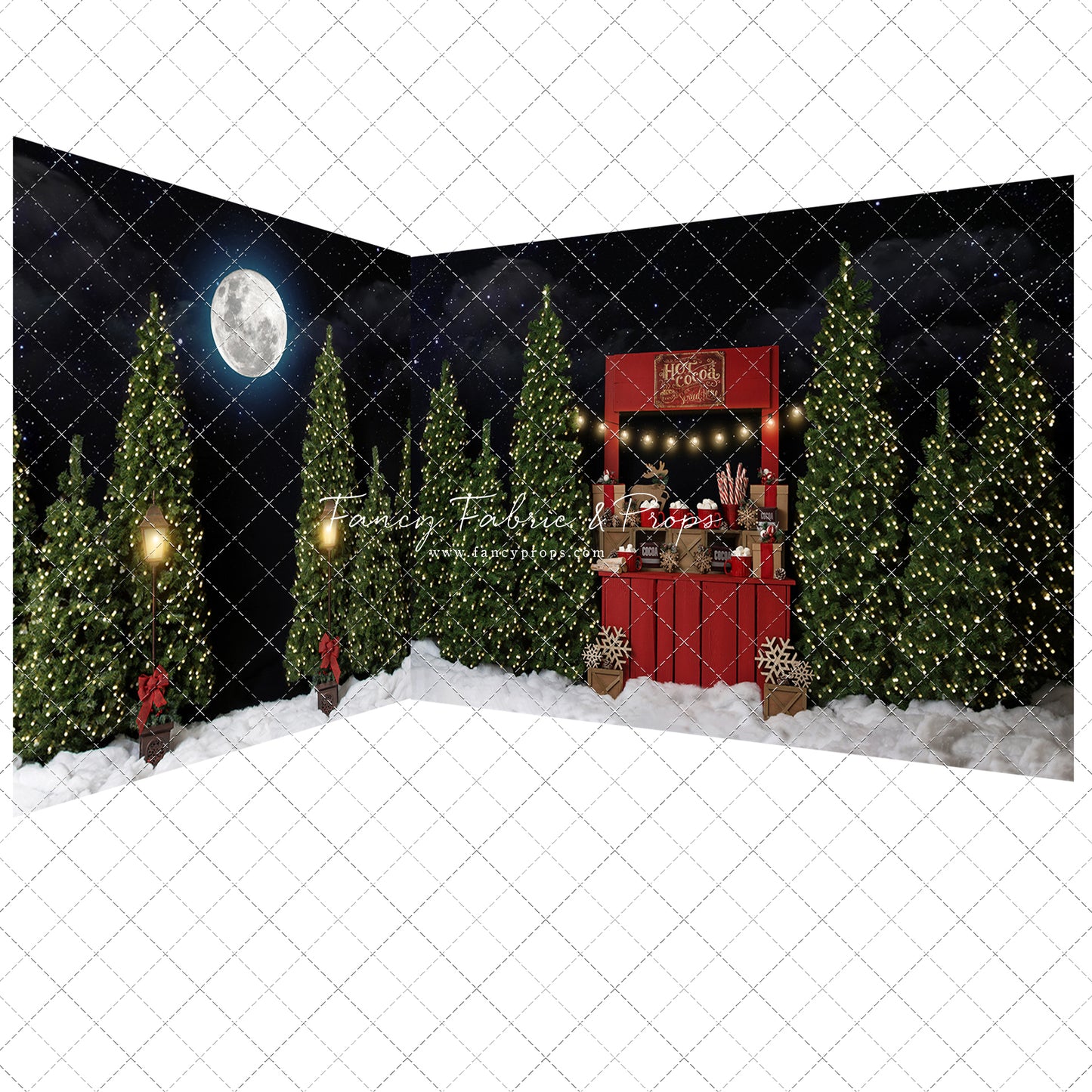 Nighttime Cocoa Stand With Lights 2pc Room