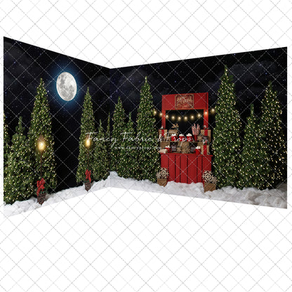 Nighttime Cocoa Stand With Lights 2pc Mini Room