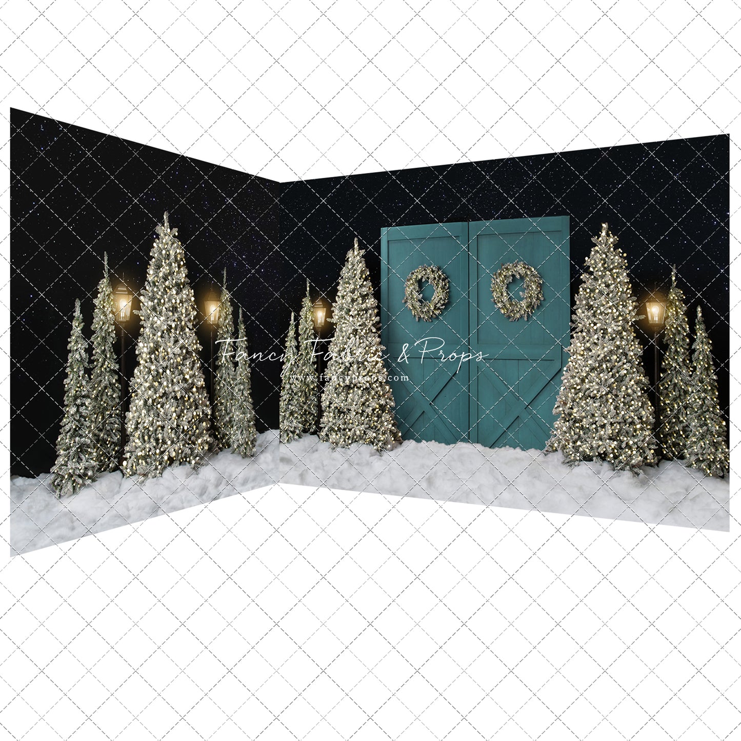 Fancy Blue Barn Doors 2pc Room